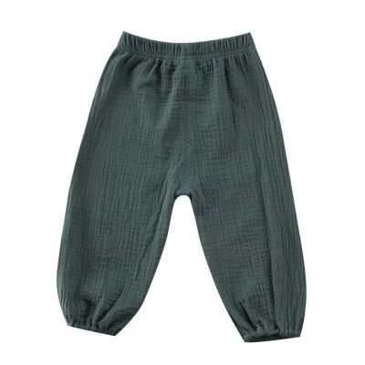 Mubineo Toddler Boy Girl Basic Plain Summer Fall Comfy Cotton Linen Pants (Grey Green, 6-12 Months)