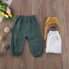 Mubineo Toddler Boy Girl Basic Plain Summer Fall Comfy Cotton Linen Pants (Grey Green, 6-12 Months) view 2