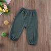Mubineo Toddler Boy Girl Basic Plain Summer Fall Comfy Cotton Linen Pants (Grey Green, 6-12 Months) view 4