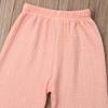 Mubineo Toddler Boy Girl Basic Plain Summer Fall Comfy Cotton Linen Pants (Peach Pink, 4T) view 2