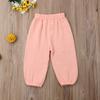 Mubineo Toddler Boy Girl Basic Plain Summer Fall Comfy Cotton Linen Pants (Peach Pink, 4T) view 3