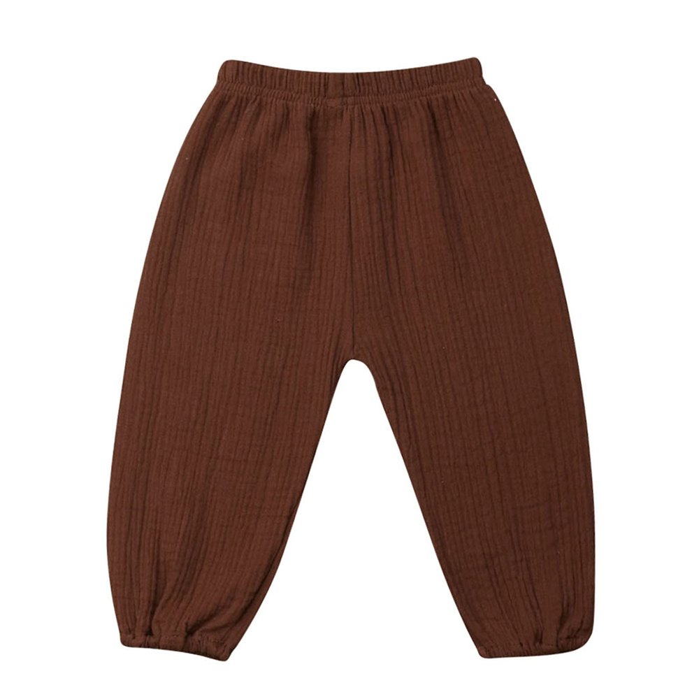 Mubineo Toddler Boy Girl Basic Plain Summer Fall Comfy Cotton Linen Pants (Coffee, 2T)