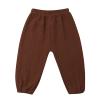 Mubineo Toddler Boy Girl Basic Plain Summer Fall Comfy Cotton Linen Pants (Coffee, 2T) view 1