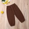 Mubineo Toddler Boy Girl Basic Plain Summer Fall Comfy Cotton Linen Pants (Coffee, 2T) view 3