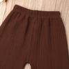 Mubineo Toddler Boy Girl Basic Plain Summer Fall Comfy Cotton Linen Pants (Coffee, 2T) view 4