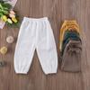 Mubineo Toddler Boy Girl Basic Plain Summer Fall Comfy Cotton Linen Pants (White, 6-12 Months) view 2