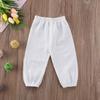 Mubineo Toddler Boy Girl Basic Plain Summer Fall Comfy Cotton Linen Pants (White, 6-12 Months) view 4