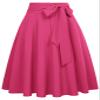 Belle Poque Rose Red A-Line Skirt for Women Bow Flared Hight Waist Skirt Casual Size S