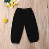 Mubineo Toddler Boy Girl Basic Plain Summer Fall Comfy Cotton Linen Pants (Black, 2T) view 2