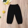 Mubineo Toddler Boy Girl Basic Plain Summer Fall Comfy Cotton Linen Pants (Black, 2T) view 3