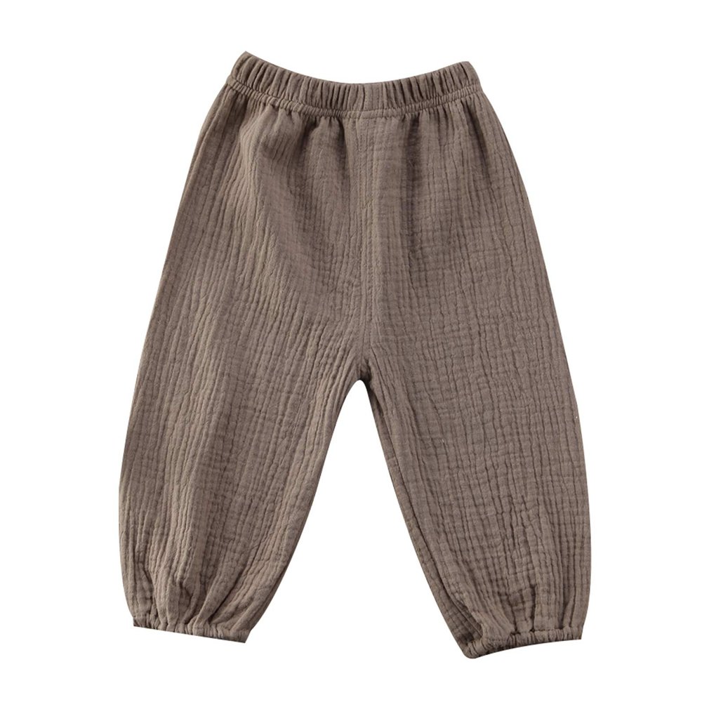 Mubineo Toddler Boy Girl Basic Plain Summer Fall Comfy Cotton Linen Pants (Khaki, 3T)