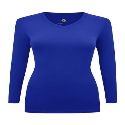 M&M SCRUBS Women's Under Scrub Tee V-Neck Long Sleeve T-Shirt (True Royal Blue, Large)