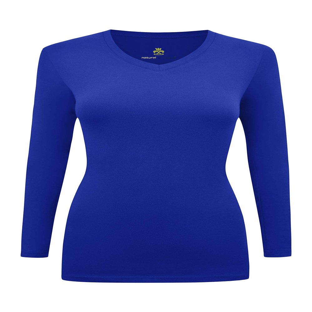 M&M SCRUBS Women's Under Scrub Tee V-Neck Long Sleeve T-Shirt (True Royal Blue, Large)