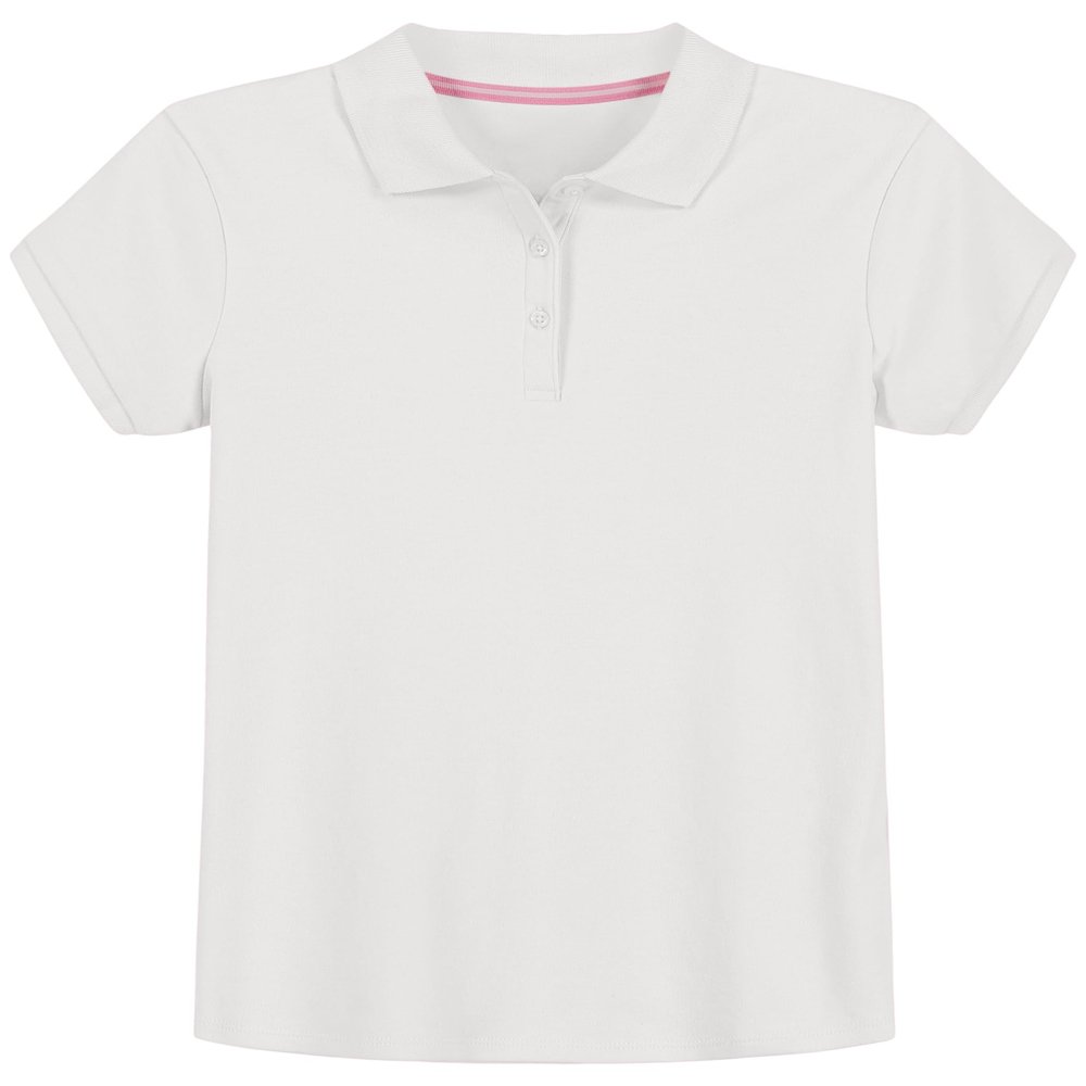 Izod Big Girls School Uniform Short Sleeve Interlock Polo, White, 16