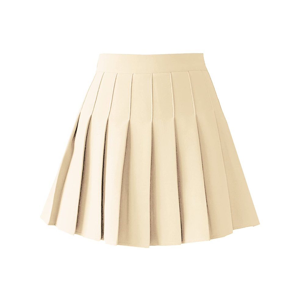 ZHANCHTONG Women's High Waist A-Line Pleated Mini Skirt Short Tennis Skirt (Light Khaki, M)
