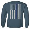 0084. American Flag Thin Blue Line Police Lives Matter Support Patriotic NY Sheriff Men's Long Sleeve t Shirt (Indigo Blue X-Large) view 3