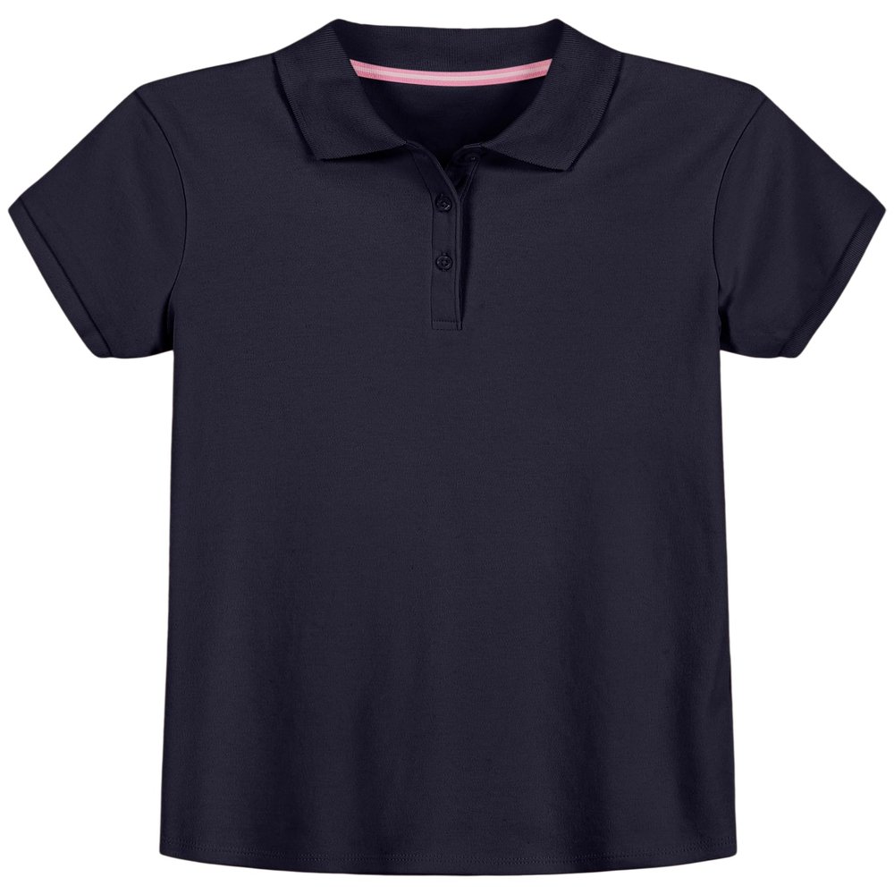 IZOD girls School Uniform Short Sleeve Interlock Polo Shirt, Navy, 8 10 US