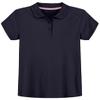 IZOD girls School Uniform Short Sleeve Interlock Polo Shirt, Navy, 8 10 US view 1
