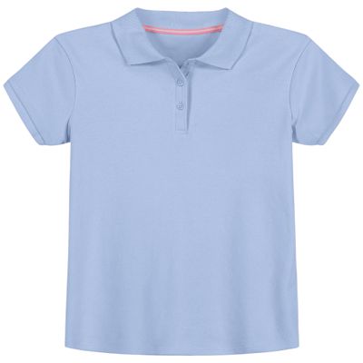 IZOD girls School Uniform Short Sleeve Interlock Polo Shirt, Light Blue, 8 10 US