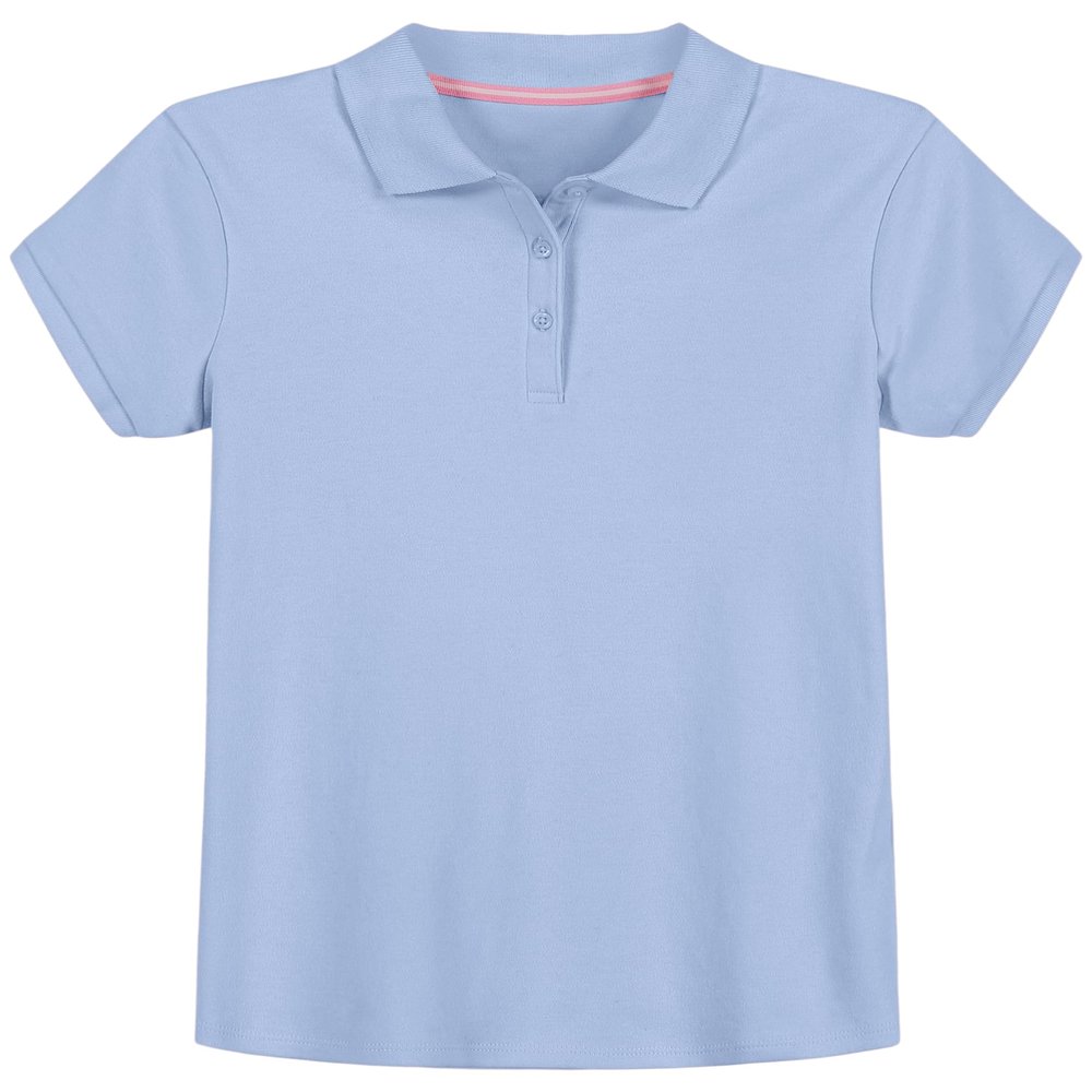 IZOD girls School Uniform Short Sleeve Interlock Polo Shirt, Light Blue, 8 10 US