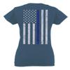 0084. American Flag Thin Blue Line Police Lives Matter Support Patriotic NY Sheriff for Women V Neck Fitted T Shirt (Indigo Blue X Small) view 3