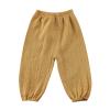 Mubineo Toddler Boy Girl Basic Plain Summer Fall Comfy Cotton Linen Pants (Mustard Yellow, 6-12 Months) view 1