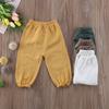 Mubineo Toddler Boy Girl Basic Plain Summer Fall Comfy Cotton Linen Pants (Mustard Yellow, 6-12 Months) view 2