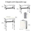 Anbte Folding Camping Table, Aluminum 24" x 16" Adjustable Height Small Folding Table with Carrying Handle, Lightweight, Portable Camping Table Waterproof for Outdoor Indoor Picnic Beach BBQ, Silver view 3