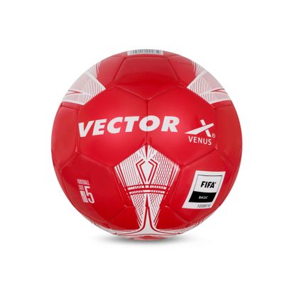 Vector X Venus TPU Machine Stitched Football|FIFA Approved|32 Panel|Match|Practice|Indoor & Outdoor|Durable & Water-Resistant|Professional Futsal ball For Kids, Youth, Men, Adult (Red -White) Size : 5