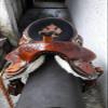 Leather Ride Western Barrel Racing Saddle with Antique Finish and Matching Headstall & Breastplate view 4