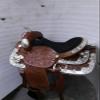 Leather Ride Western Fully Show Saddle with Silver Corner Canchos & Saddle Pad view 1
