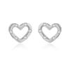 WYRKYP Earrings S925 Sterling Sier Earrings Stylish Geometry Open Heart Shape Stud Earrings Set with Cubic Zirconia Gemstone Earrings Hypoallergenic Earrings Unique Gift for Women,Sier view 1