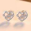 WYRKYP Earrings S925 Sterling Sier Earrings Stylish Geometry Open Heart Shape Stud Earrings Set with Cubic Zirconia Gemstone Earrings Hypoallergenic Earrings Unique Gift for Women,Sier view 3
