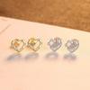 WYRKYP Earrings S925 Sterling Sier Earrings Stylish Geometry Open Heart Shape Stud Earrings Set with Cubic Zirconia Gemstone Earrings Hypoallergenic Earrings Unique Gift for Women,Sier view 4