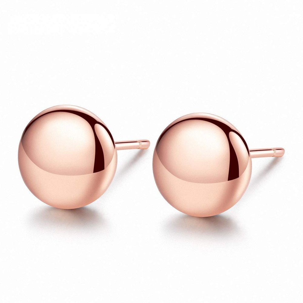WYRKYP Earrings S925 Sterling Sier Earrings Simple and Stylish Round Pearls Gold Plated Rose Gold Stud Earrings Personality Temperament Jewellery Gift for Women