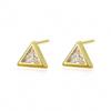 WYRKYP Earrings S925 Sterling Sier Earrings Simple and Stylish Triangle Inlaid Cubic Zirconia Stud Earrings Personality Temperament Jewellery Gift for Women and Girls,Gold view 1