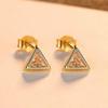 WYRKYP Earrings S925 Sterling Sier Earrings Simple and Stylish Triangle Inlaid Cubic Zirconia Stud Earrings Personality Temperament Jewellery Gift for Women and Girls,Gold view 3