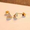 WYRKYP Earrings S925 Sterling Sier Earrings Simple and Stylish Triangle Inlaid Cubic Zirconia Stud Earrings Personality Temperament Jewellery Gift for Women and Girls,Gold view 4