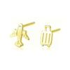 WYRKYP Earrings S925 Sterling Sier Earrings Small Aeroplane Asymmetric Stud Earrings Personality Temperament Jewellery for Women and Girls Two Earrings Different in Style,Gold view 1