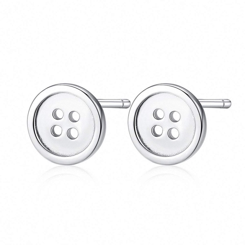 WYRKYP Earrings S925 Sterling Sier Earrings Simple and Stylish Round Button Stud Earrings Personality Temperament Jewellery Gift for Women