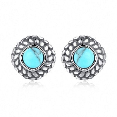 WYRKYP Earrings S925 Sterling Sier Earrings Simple and Stylish Geometry Shape Turquoise Gemstone Stud Earrings Hypoallergenic Earrings Personality Temperament Jewellery Gift for Women