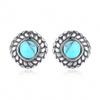 WYRKYP Earrings S925 Sterling Sier Earrings Simple and Stylish Geometry Shape Turquoise Gemstone Stud Earrings Hypoallergenic Earrings Personality Temperament Jewellery Gift for Women view 1
