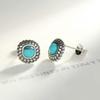 WYRKYP Earrings S925 Sterling Sier Earrings Simple and Stylish Geometry Shape Turquoise Gemstone Stud Earrings Hypoallergenic Earrings Personality Temperament Jewellery Gift for Women view 3