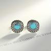 WYRKYP Earrings S925 Sterling Sier Earrings Simple and Stylish Geometry Shape Turquoise Gemstone Stud Earrings Hypoallergenic Earrings Personality Temperament Jewellery Gift for Women view 4