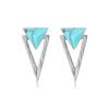 WYRKYP Earrings S925 Sterling Sier Earrings Stylish Geometry Triangle Shape Stud Earrings Set with Turquoise Gemstone Earrings Unique Jewellery Gift for Women,Sier view 1