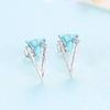 WYRKYP Earrings S925 Sterling Sier Earrings Stylish Geometry Triangle Shape Stud Earrings Set with Turquoise Gemstone Earrings Unique Jewellery Gift for Women,Sier view 3