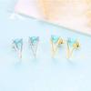 WYRKYP Earrings S925 Sterling Sier Earrings Stylish Geometry Triangle Shape Stud Earrings Set with Turquoise Gemstone Earrings Unique Jewellery Gift for Women,Sier view 4