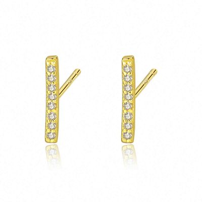 WYRKYP Earrings S925 Sterling Sier Earrings Simple and Stylish Mini Word Shape Inlaid Cubic Zirconia Stud Earrings Personality Temperament Jewellery Gift for Women,Gold