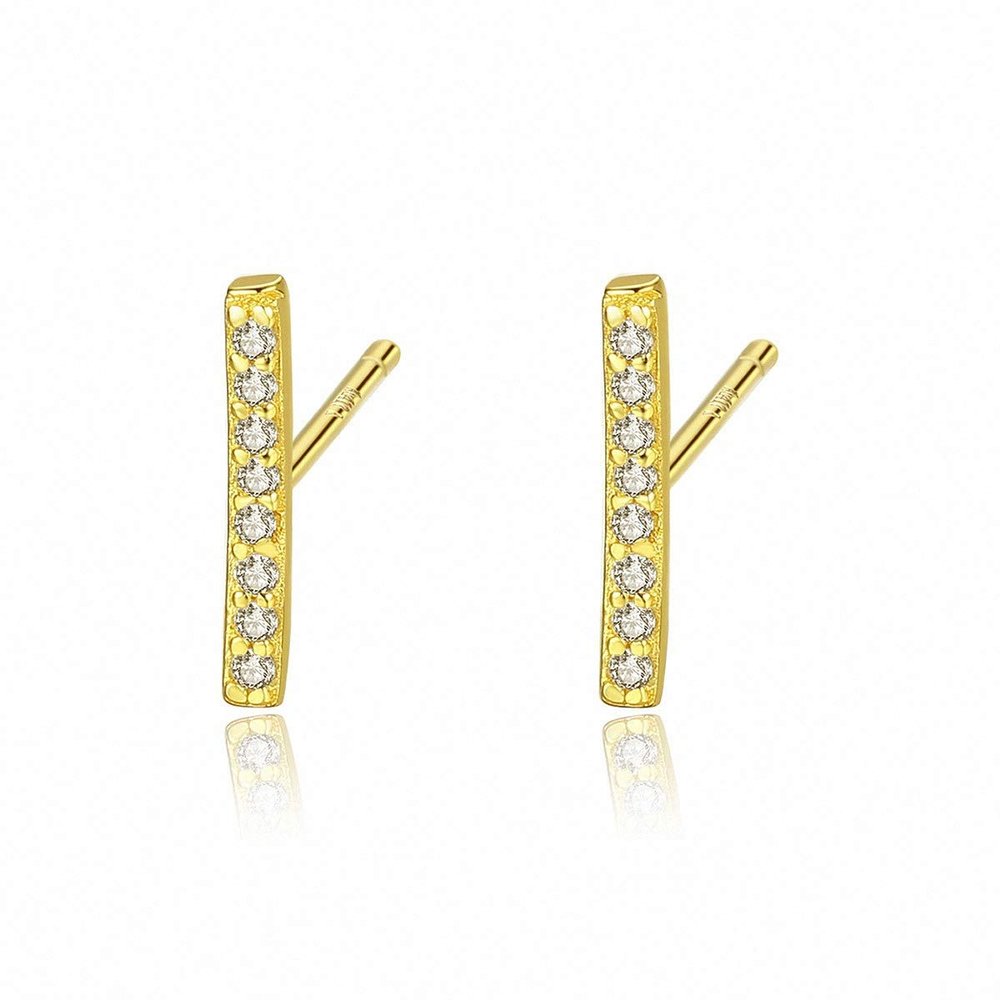 WYRKYP Earrings S925 Sterling Sier Earrings Simple and Stylish Mini Word Shape Inlaid Cubic Zirconia Stud Earrings Personality Temperament Jewellery Gift for Women,Gold