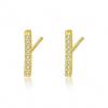 WYRKYP Earrings S925 Sterling Sier Earrings Simple and Stylish Mini Word Shape Inlaid Cubic Zirconia Stud Earrings Personality Temperament Jewellery Gift for Women,Gold view 1